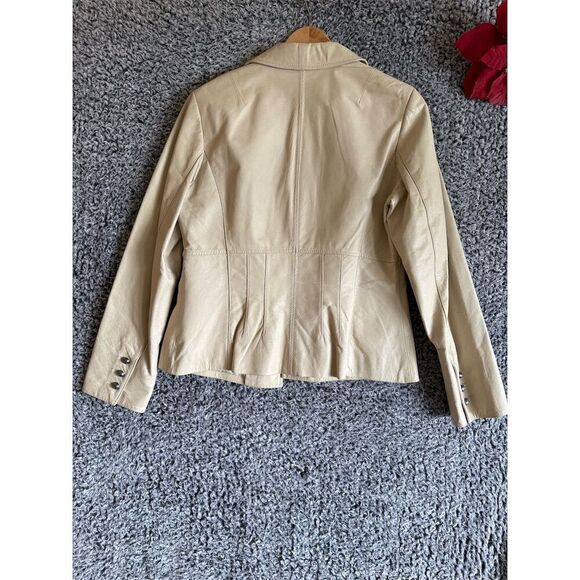 Danier Women's Ivory Leather Jacket Size L Mid-Length Casual - Picture 6 of 9